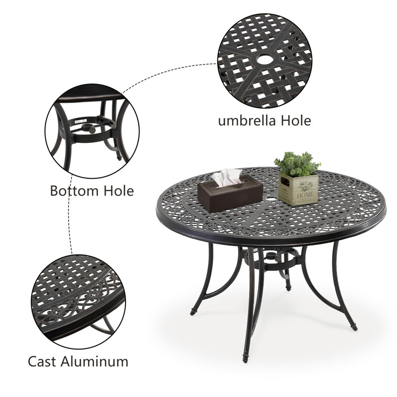Alcott Hill® Bargnare Round Metal Outdoor Dining Table Wayfair